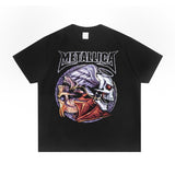Rock Star T Shirt Metallica Rock Washed Distressed T-shirt Loose Street Men and Women