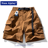 Nasa Shorts Men's Casual Loose Solid Color Shorts