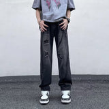 Unisex Jeans Vintage Ripped Loose Vibe Elastic Waist Jeans