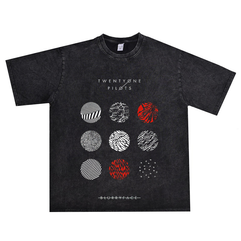 Rock Star T Shirt Two One Pilots Rock Distressed T-shirt Short Sleeve Loose