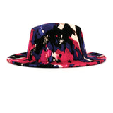 Walter White Fedora Autumn and Winter Tie-Dyed Woolen Hat Jazz Top Hat Male Adult Printing Sunshade
