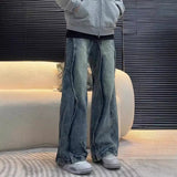 Unisex Jeans Washed Splicing Design Sense Casual