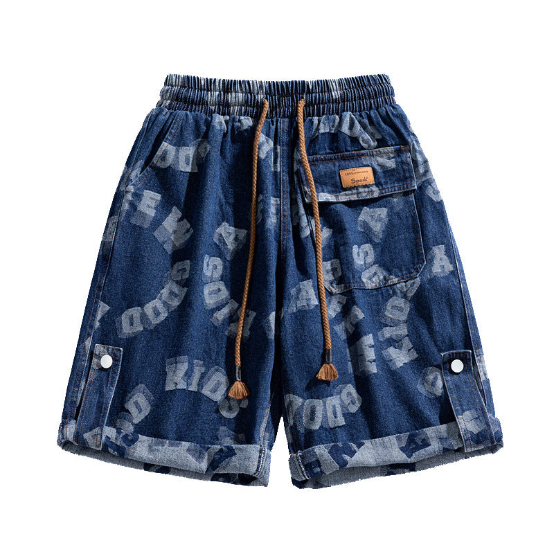 Nasa Shorts Men's Denim Shorts Summer Loose Casual
