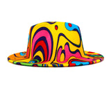 Walter White Fedora Autumn and Winter Tie-Dyed Woolen Hat Jazz Top Hat Male Adult Printing Sunshade
