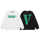 Vlone Sweatshirts Autumn and Winter Green Big V Letter Crew Neck