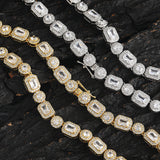 Zircon necklace round square mixed zircon tennis chain