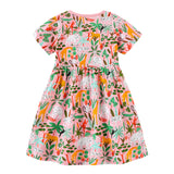 Girl Dress Girls' Summer Knitted Cotton Cartoon Printed Short Sleeve Princess Dress round Neck Dress