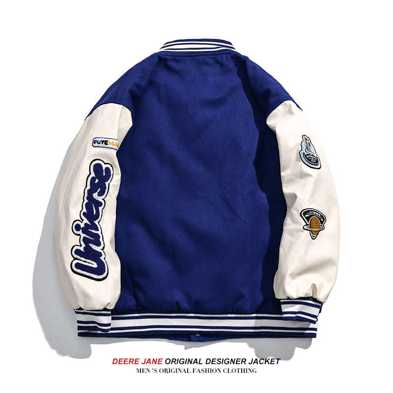 Men Baseball Jacket Stitching Baseball Uniform Cotton Clothes Jacket Men's Winter Loose Cotton Coat Jacket
