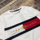 Tommy T Shirts Tommy Red Mosaic Embroidered Couple Soft round Neck Short Sleeve T-shirt