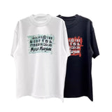 Hand-painted print plus size relaxed fit short sleeve t-shirt
