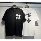 amri flow paint graffiti letter starry sky classic logo print short sleeve couple t-shirt