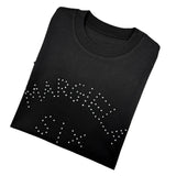 Eight-sided diamond craftsmanship hot diamond round neck pure cotton t-shirt