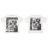 Majestik american street style retroprinting distressed loose hot diamond high street style tops short-sleeved t-shirt