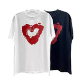 Real shot of heart graffiti hand-painted digital digital printing short-sleeved t-shirt