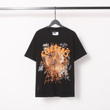 Spder hip hop singer youngthug foam letter couple short-sleeved t-shirt full of diamonds shorts