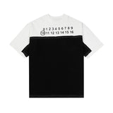 Black and white color-blocked, contrast letter print, 100% cotton, crew neck short-sleeve tee