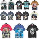 High version gods short sleeve heavy weight washed fog high street rock band skull pure cottonprinting round