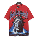 high version gods short sleeve heavy weight washed fog high street skull pure cottonprinting round