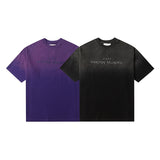 Real shot in stock washed distressed short-sleeved t-shirt pure cotton round neck loose tee