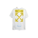 Correct version off classic yellow tape arrow warning line short-sleeved ow couple wear loosetrendyt
