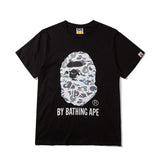 cross-border wholesale japanese style camouflage shark tiger head ape color matching luminous short-sleeved couple loose