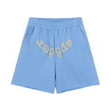 Spder hip hop singer youngthug foam letter couple short-sleeved t-shirt full of diamonds shorts