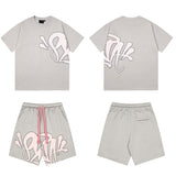 Synaworld american streetwear hip-hop foam print short sleeve sports five-point shorts casual t-shirt set dr