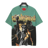 High version gods short sleeve heavy weight washed fog high street rock band skull pure cottonprinting round
