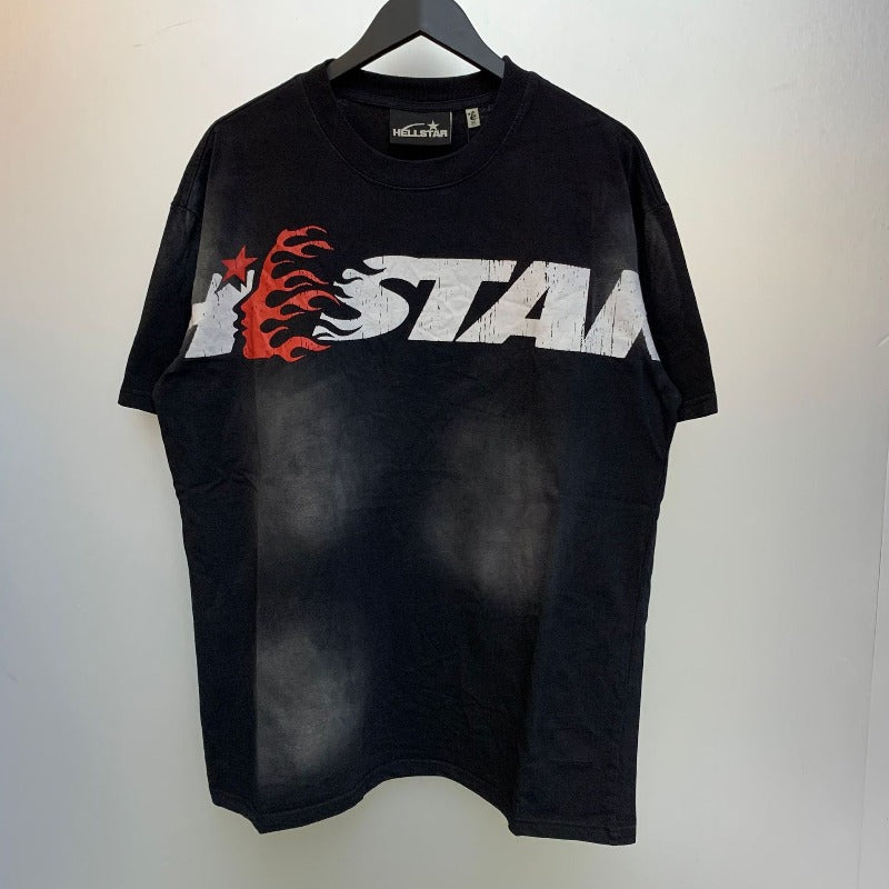 H-star series] fog high street retro women's head washed and distressed couple t-shirt shorts sweatshirt pants