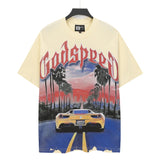 High version gods short sleeve heavy weight washed fog high street rock band skull pure cottonprinting round