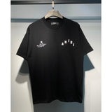 [gram] am peace dove flowing paint graffiti letter starry sky classic logo printing short sleeve couple t-shirt