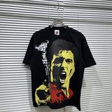 American asaali retro celebrity portrait print short sleeve men's 100% cotton t-shirt