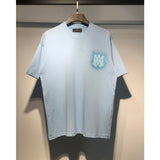 [gram] am peace dove flowing paint graffiti letter starry sky classic logo printing short sleeve couple t-shirt