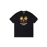 Top-tier! sanrio ou family summer bape seamless crewneck g pure cotton short-sleeve t-shirt for men