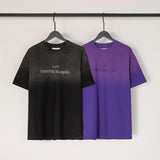 Real shot in stock washed distressed short-sleeved t-shirt pure cotton round neck loose tee