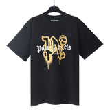 Cross-border pa spray-painted letter short-sleeved palm tree fog high street graffiti logo t