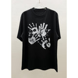 Spring/summer palm print drop shoulder short sleeve t-shirt