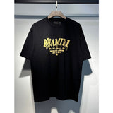 amri flow paint graffiti letter starry sky classic logo print short sleeve couple t-shirt