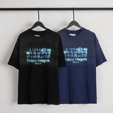 Blue distressed splatter-paint streetwear summer t-shirt - digital print summer apparel