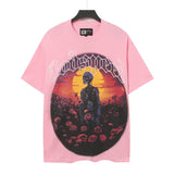 gods short-sleeved heavy weight washed fog high street rock band skull pure cottonprinting t-shirt