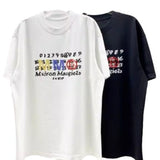 Colorful letter print cotton loose-fit short sleeve youth summer t-shirt