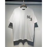 amri flow paint graffiti letter starry sky classic logo print short sleeve couple t-shirt