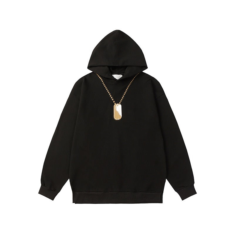 Autumn pendant necklace printed oversized hoodie