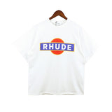 American rhu co-branded marlboro f formula traffic jam coconut tree sunset logo short-sleeved couple t