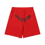 Spder hip-hop singer hotfix rhinestone foil letter print short sleeve t-shirt & rhinestone embellished shorts set (couple's style)