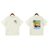 American rhu co-branded marlboro f formula traffic jam coconut tree sunset logo short-sleeved couple t