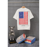 authentic edition chest pocket cross gradient horseshoe flower print short sleeve couple t-shirt