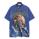high version gods short sleeve heavy weight washed fog high street skull pure cottonprinting round