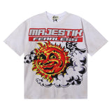 MAJESTIK T Shirts Solar Garment Dyed Printing Crop Tee Hot Drill