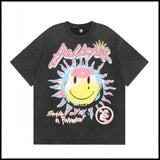 Hs american high street retro washed portrait short-sleeved t-shirt long sleeves sweatshirt hoodie